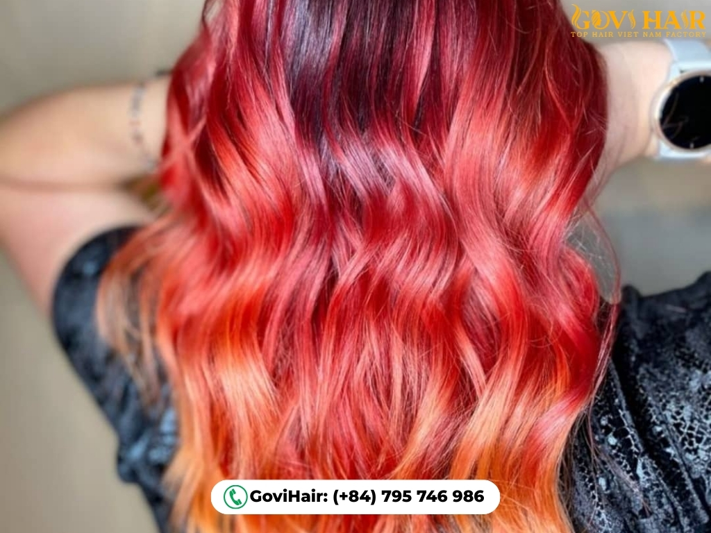 Intense red gradient two-tone hair look