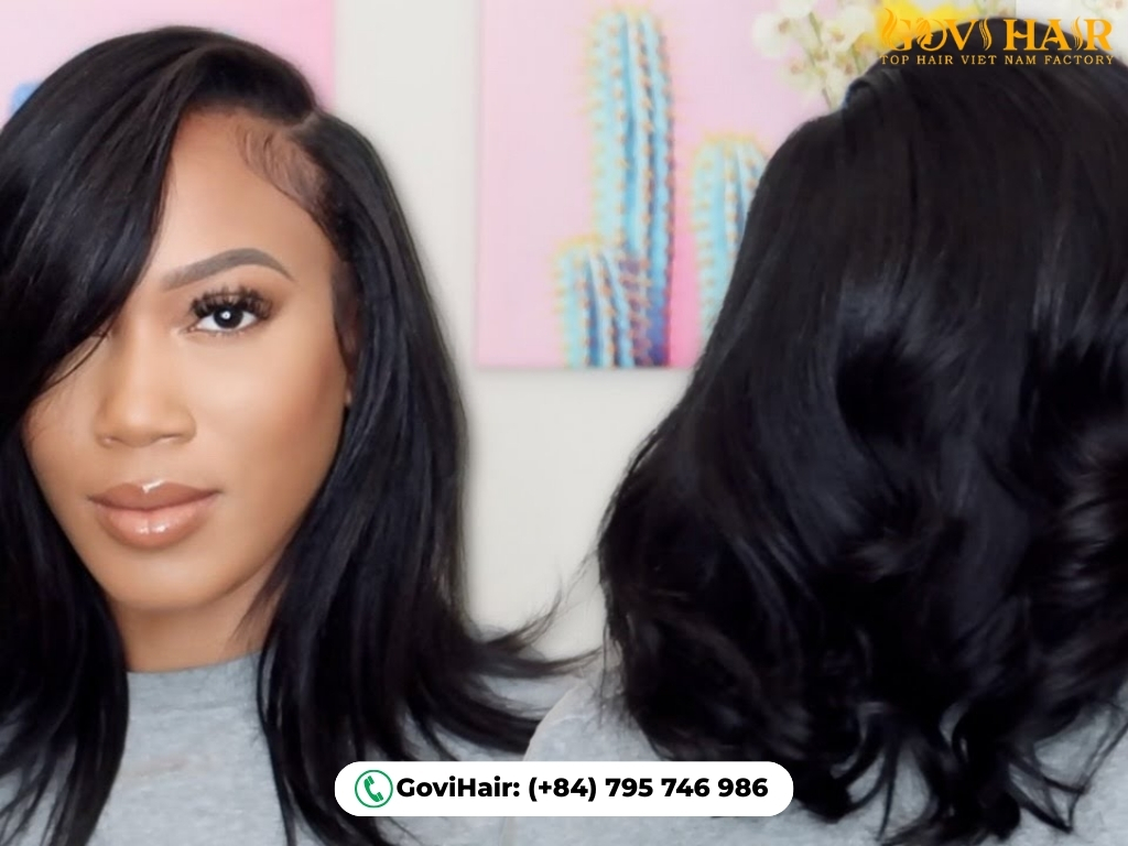 Layered quick weave hairstyle mid-length look
