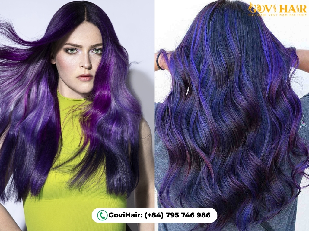 Mystery-inspired violet two-tone hairstyle