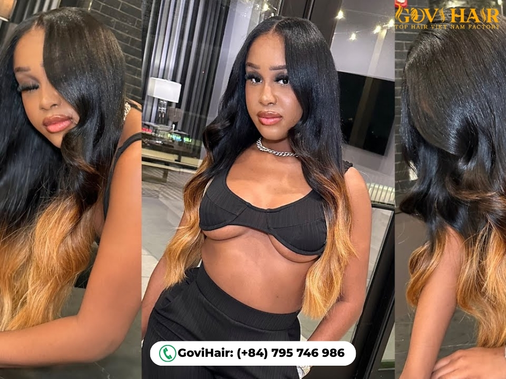 Ombre quick weave hairstyle with bold color