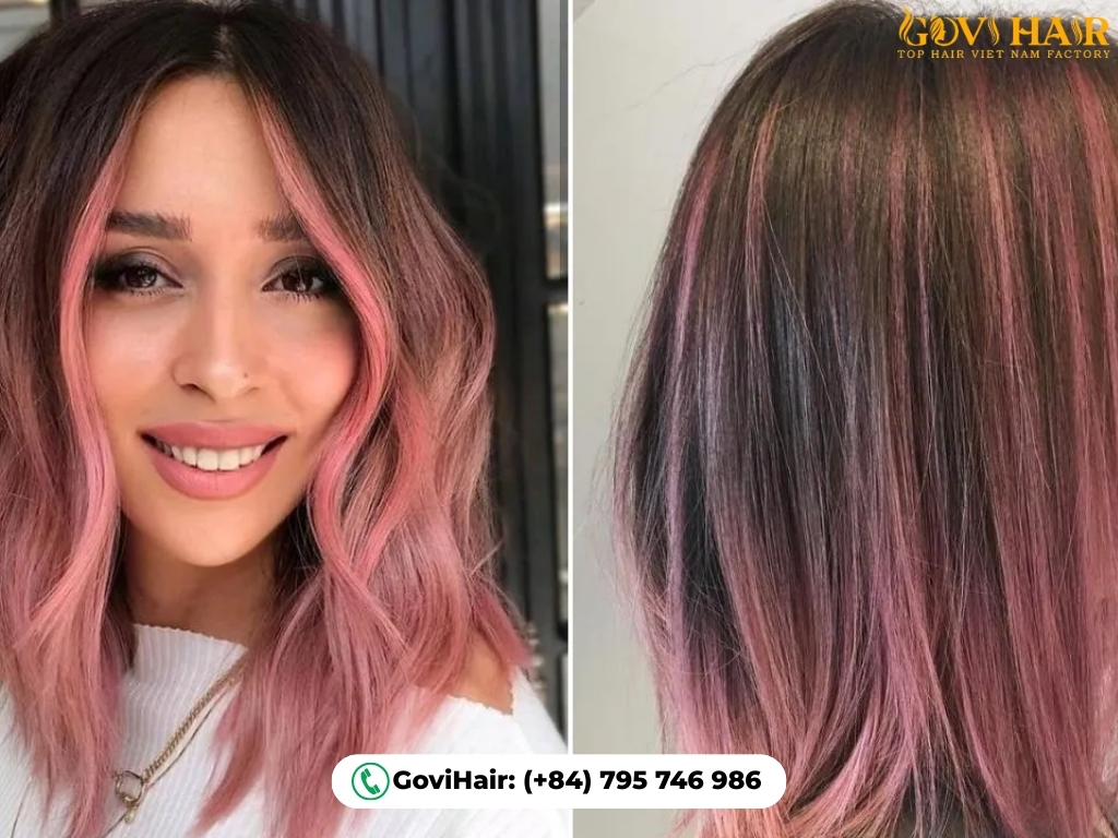 Pink and black two-tone cropped cut