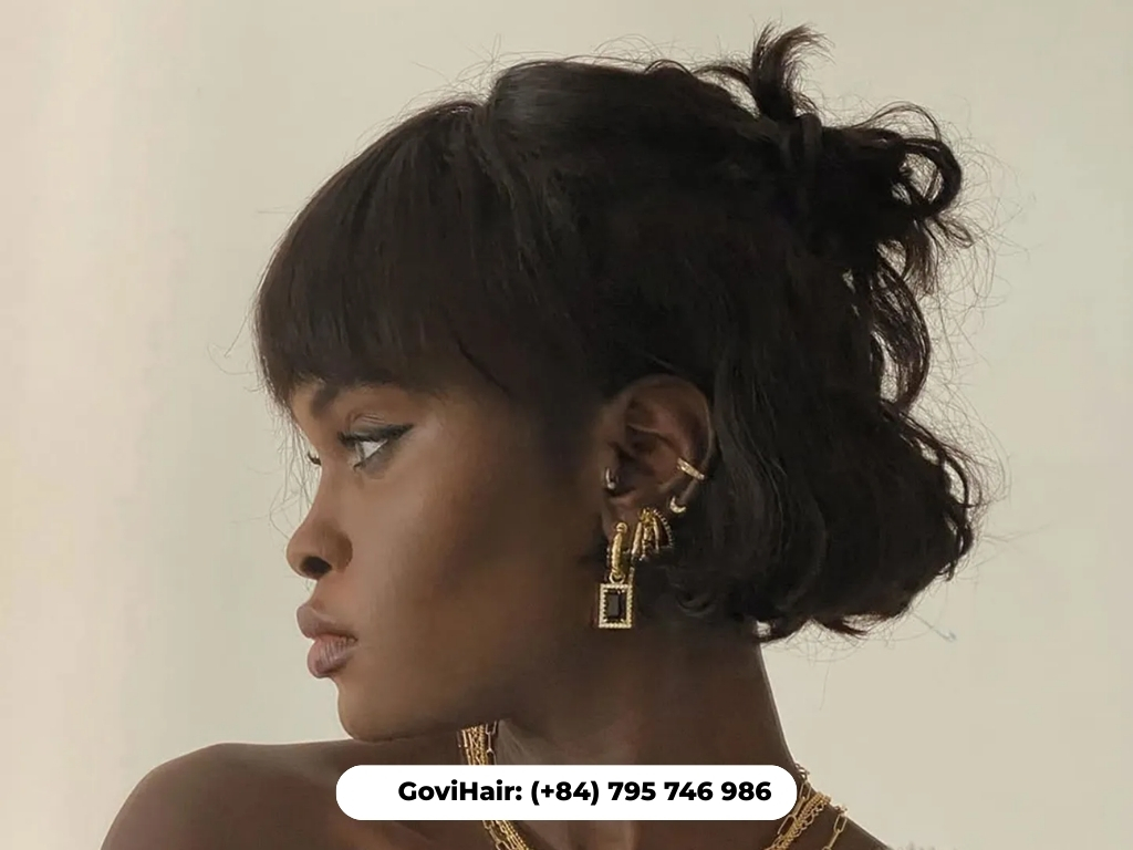 Playful bob with top knot