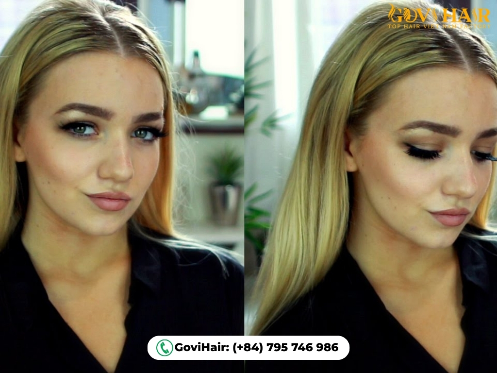 Polished quick weave hairstyle middle part
