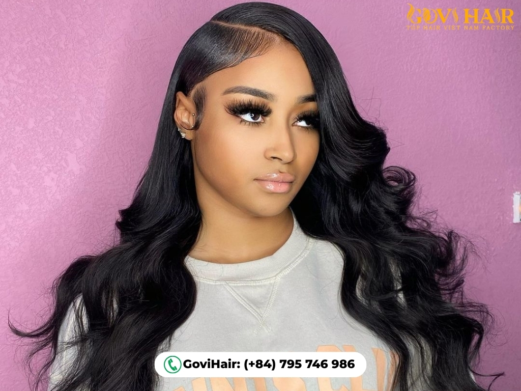 Quick weave hairstyle with natural-looking part