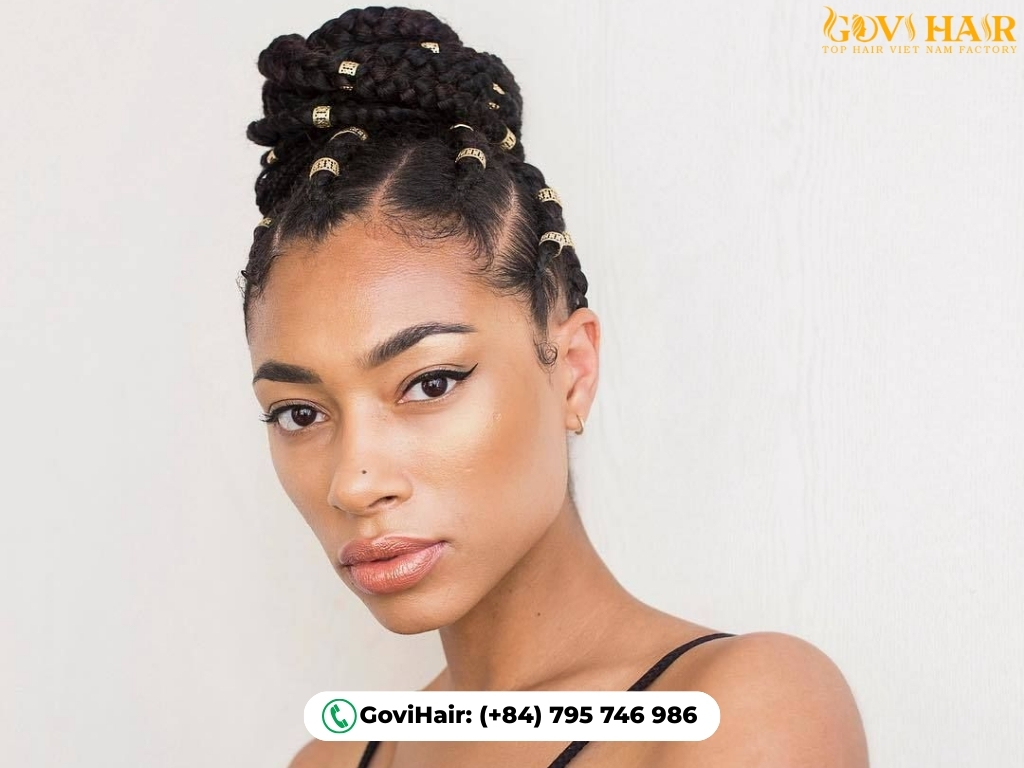 Regal 90s high braid bun hairstyle