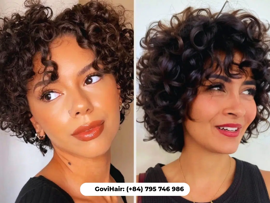 Retro sculpted curls short weave bob