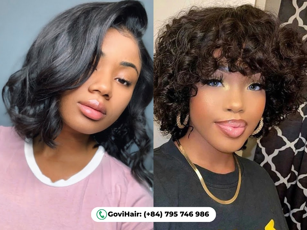 Rounded afro-style egg curl bob