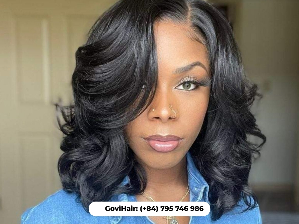 Soft curly bob weave with barrel curls