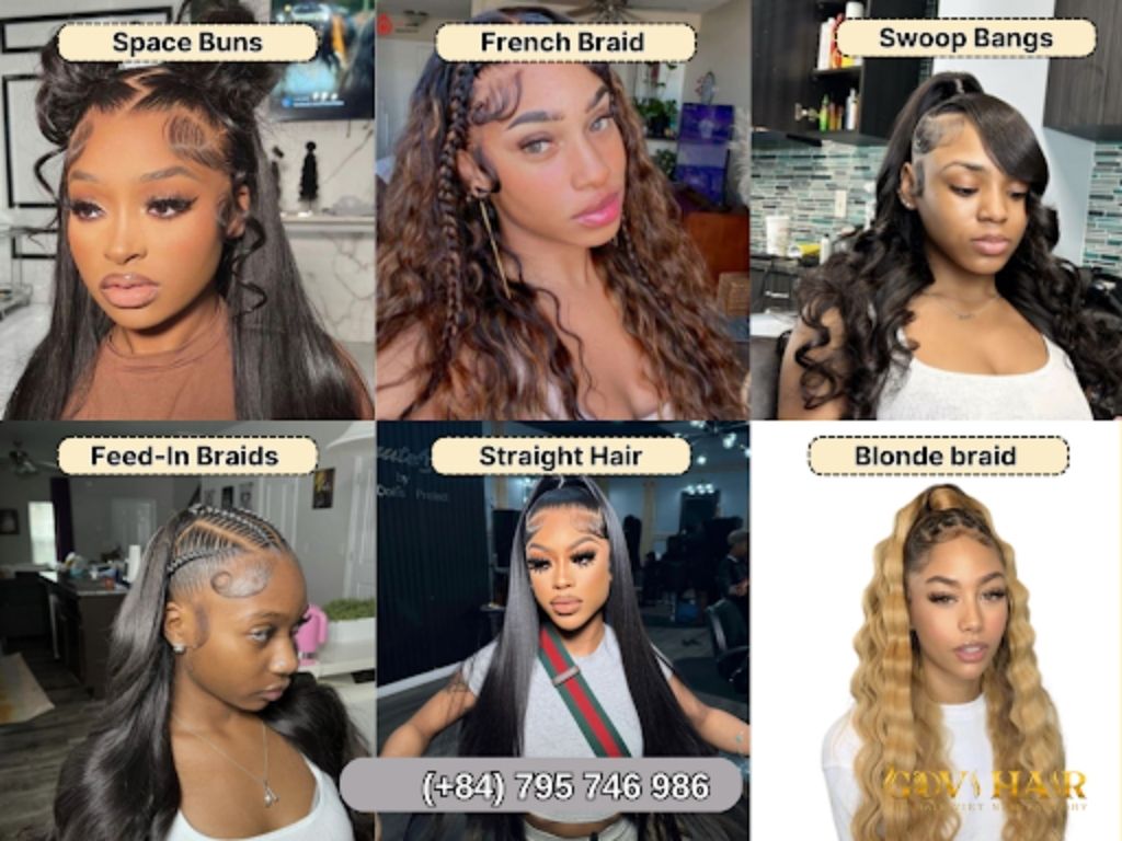 Top 10 Gorgeous Half Up Half Down Hairstyles Weave You Need to Try 5 Space buns, French braid, swoop bangs, feed-in braids, straight hair, and blonde braid