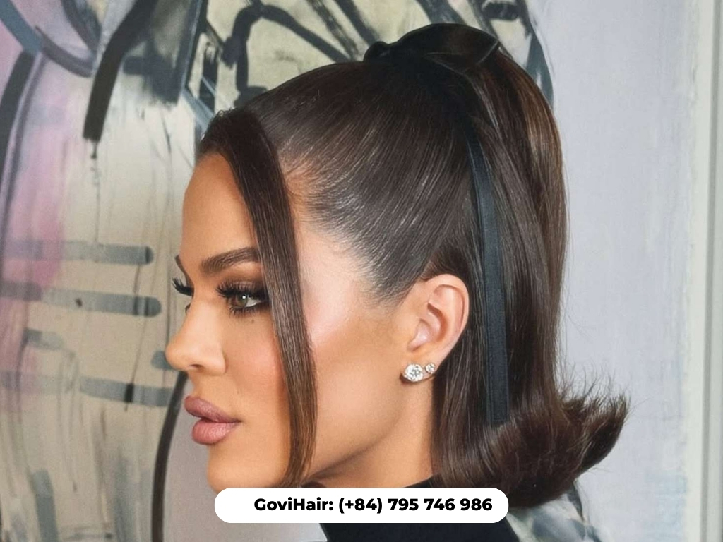 Sporty half-up half-down bob weave