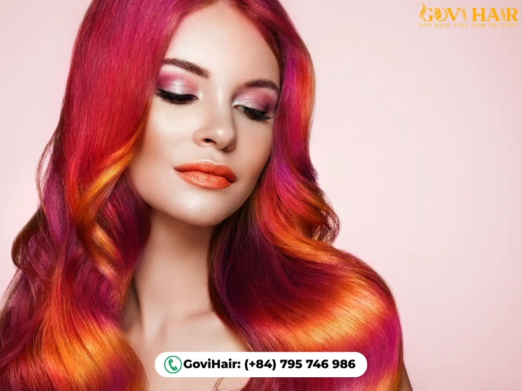 Sunset-inspired orange pink hair color