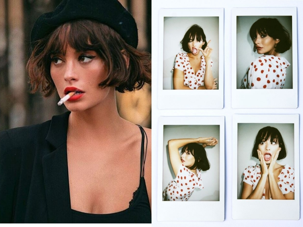 Curly French bob without bangs