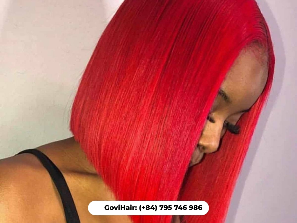 Vibrant red bob weave haircut