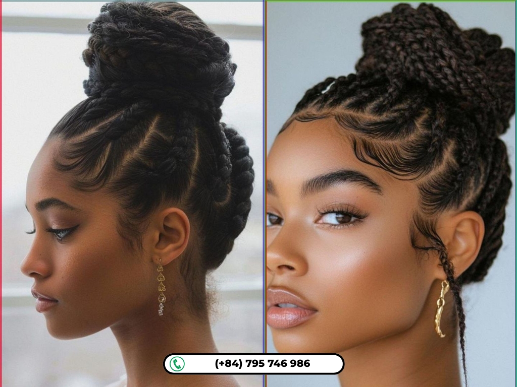 Quick weave updo styles: Sleek Braided Bun