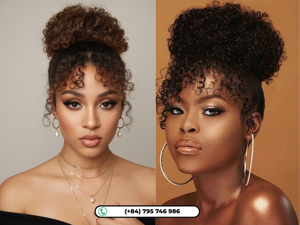 Quick weave updo styles: Jumbo Top Knot