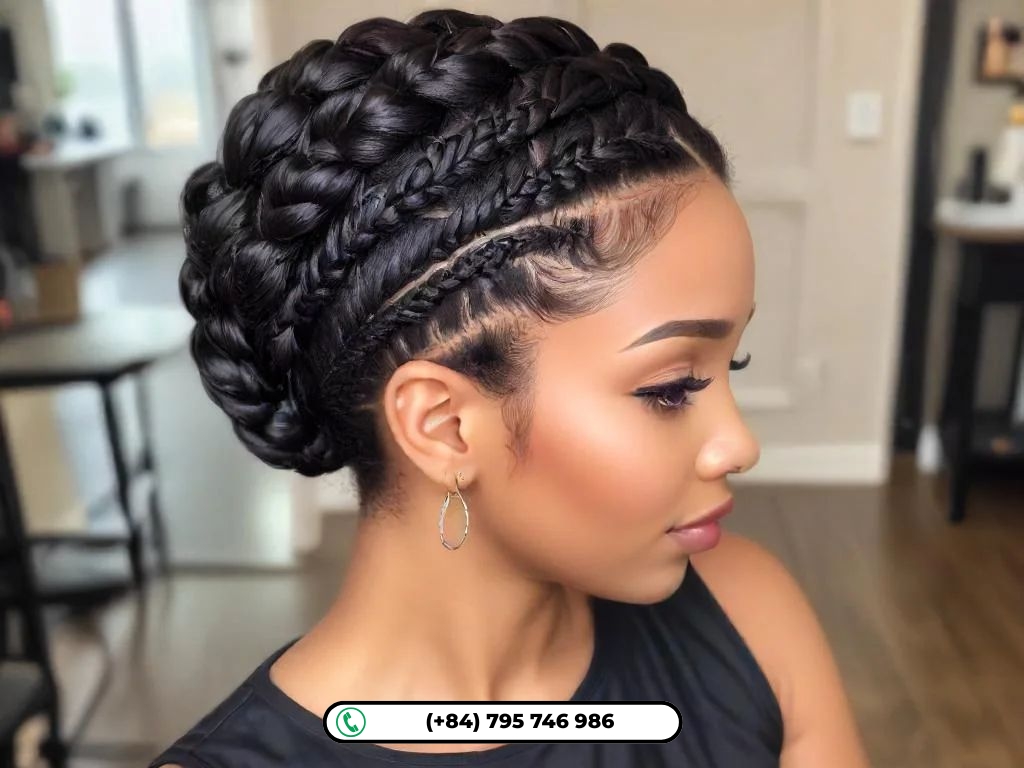 Goddess Braid Updo With Weave