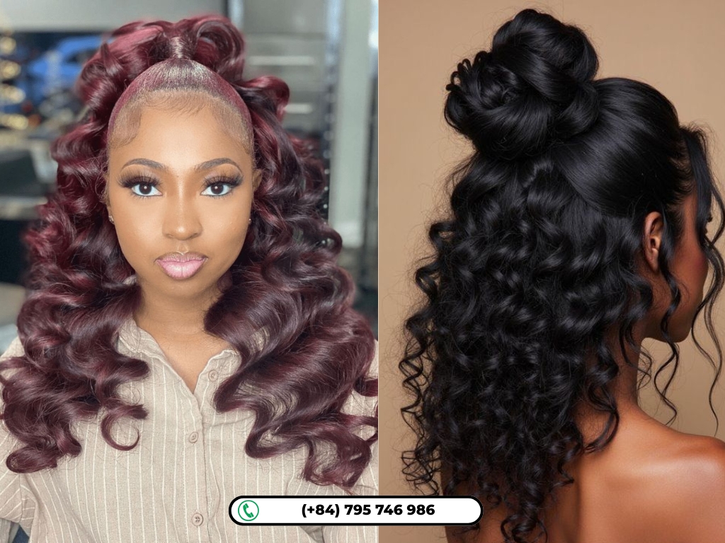 Quick weave updo styles: Two-Sided Half Up Frontal