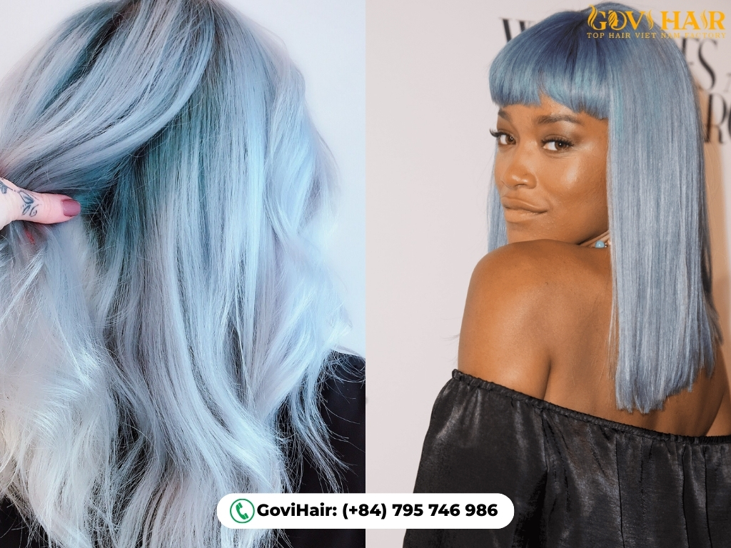 Whimsical pastel light blue hairstyle