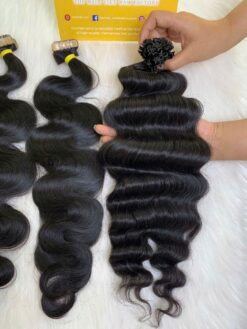 24 Inch Deep Wave Natural Black Color V Tip Hair Extensions Pre Bonded 5 20 Inch Deep Wave Natural Black Color V Tip Hair Extensions