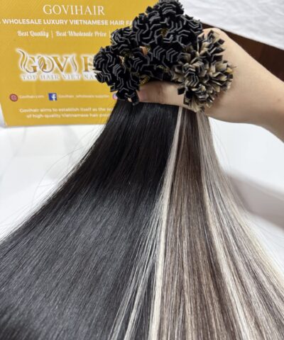 22 Inch Straight #1B Natural Black Color V Tip Hair Extensions