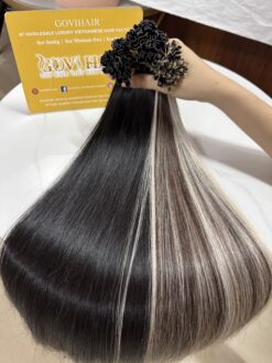 22 Inch Straight #1B Natural Black Color V Tip Hair Extensions