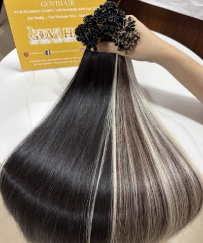 22 Inch Straight #1B Natural Black Color V Tip Hair Extensions