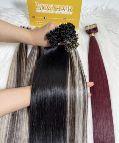 22 Inch Straight Mix Piano #2/613 Color V Tip Hair Extensions