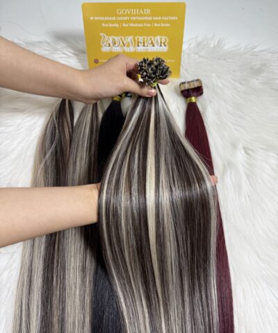 22 Inch Straight Mix Piano #2/613 Color V Tip Hair Extensions