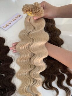 24 Inch Deep Wave Blonde Color U Tip Hair Extensions