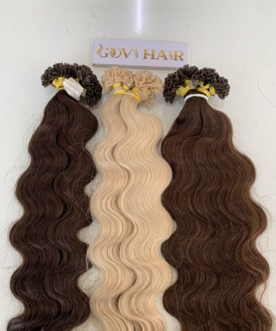 24 Inch Deep Wave Blonde Color U Tip Hair Extensions