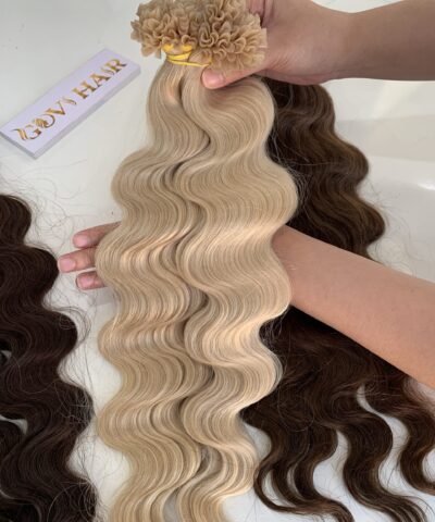 24 Inch Deep Wave Blonde Color U Tip Hair Extensions