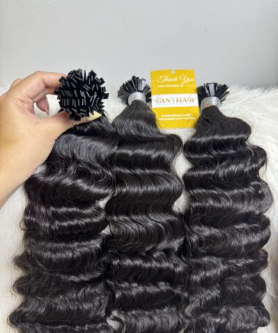 24 Inch Deep Wave Natural Black Color Flat Tip Hair Extensions Pre Bonded 7 24 Inch Deep Wave Natural Black Color Flat Tip Hair Extensions Pre Bonded