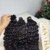 26 Inch Burmese Curly Natural Black Color V Tip Hair Extensions
