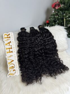 26 Inch Burmese Curly Natural Black Color V Tip Hair Extensions 5 26 Inch Burmese Curly Natural Black Color V Tip Hair Extensions