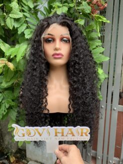 Burmese Curly Human Hair Frontal Wig 13x4 HD Lace 26 Inch 250% Density Natural Color