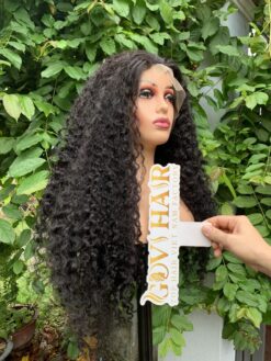 Burmese Curly Human Hair Frontal Wig 13x4 HD Lace 26 Inch 250% Density