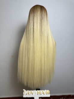 Human Hair Closure Wig 7x7 HD Lace 28 Inch 180% Density Ombre Blonde