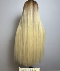 Straight Human Hair Closure Wig 7x7 HD Lace 28 Inch 180% Density Ombre Blonde Color 7 Human Hair Closure Wig 7x7 HD Lace 28 Inch 180% Density Ombre Blonde