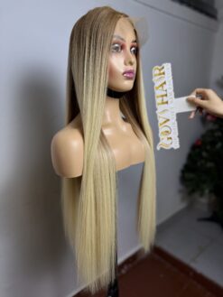 Closure Wig 7x7 HD Lace 28 Inch 180% Density Ombre Blonde