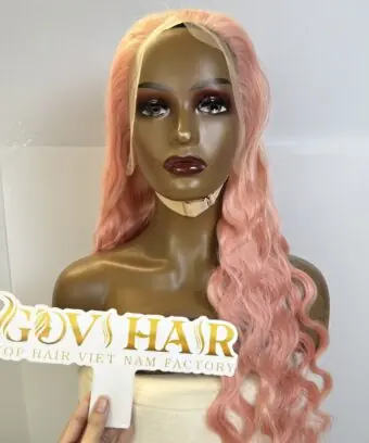 Natural Wave Human Hair Frontal Wig 13x4 HD Lace 26 Inch 180% Density Pink Color