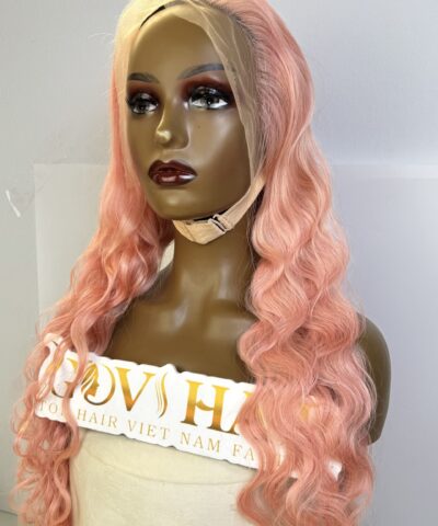 Natural Wave Human Hair Frontal Wig 13x4 HD Lace 26 Inch 180% Density Pink