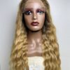Natural Wavy Human Hair Closure Wig 6x6 HD Lace 26 Inch 250% Density Ombre Blonde Color
