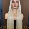 Straight Human Hair Frontal Wig 13x4 HD Lace 28 Inch 180% Density Platinum Color