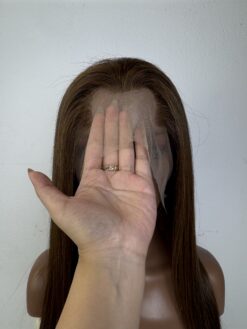 Straight Human Hair Full Lace Wig 24 Inch 250% Density #7 Light Brown