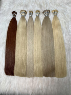Straight #1001 Lightest Ash Blonde Color I Tip Hair Extensions