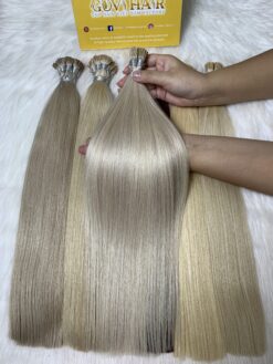 24 Inch Straight #1001 Lightest Ash Blonde Color I Tip Hair Extensions