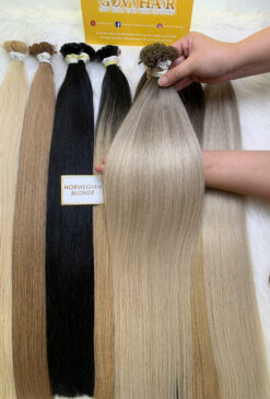 24 Inch Straight Norwegian Blonde Color Flat Tip Hair Extensions