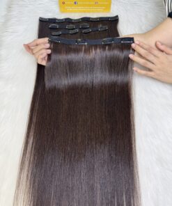 24 Inch Straight #4 Chocolate Brown Color Clip In Hair Extensions Human Hair 5 24 Inch Straight #4 Chocolate Brown Color Clip In Hair Extensions