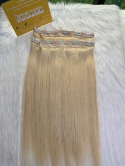 26 Inch Straight #60 Blonde Color Halo Hair Extensions