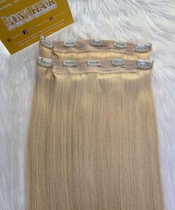 26 Inch Straight #60 Blonde Color Halo Hair Extensions Raw Hair